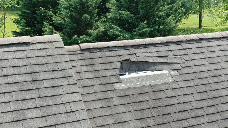 Damaged roof needing repair in Maple Grove