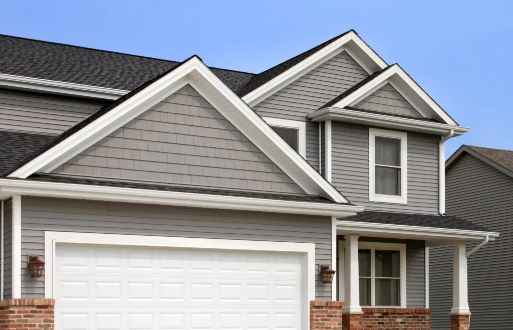 Light gray siding on a new house in Coon Rapids