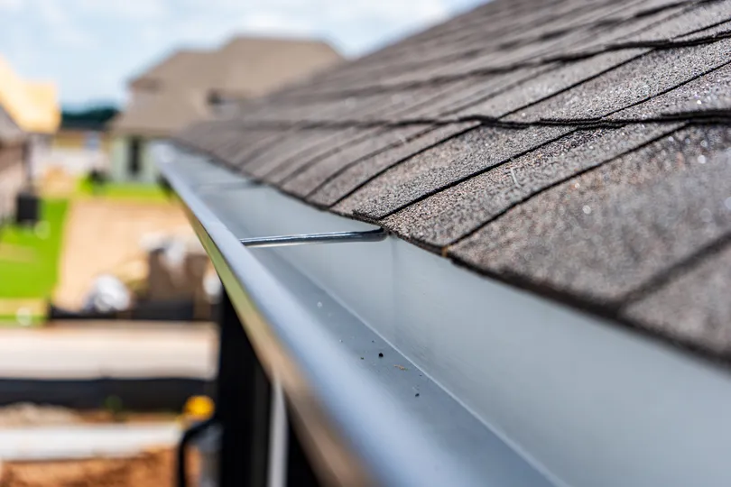 Gray new gutters in an Edina home
