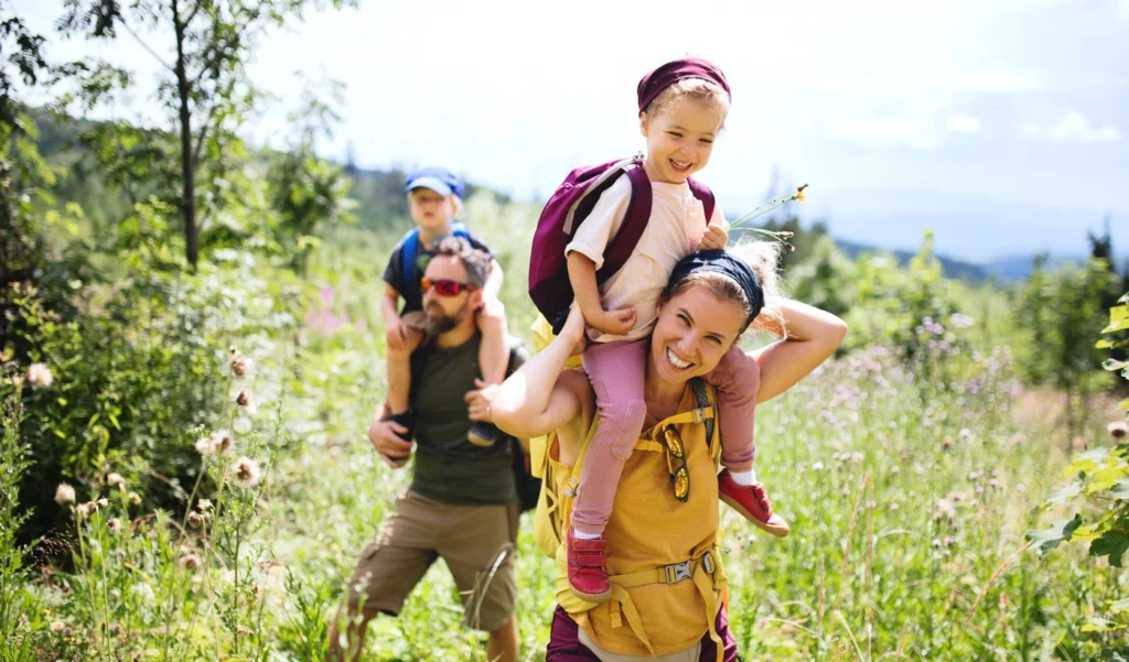 Young family from Minneapolis enjoy a day of hiking outside