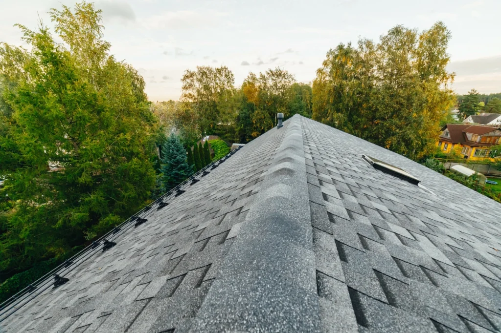 Roof ridge view of new roof installation in Zimmerman MN