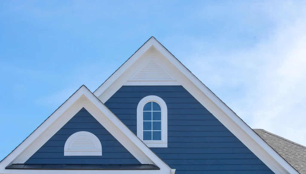 Blue house siding installation on Forest Lake home