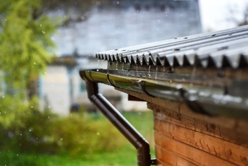 close up of metal roofing system after storm damage roof repair