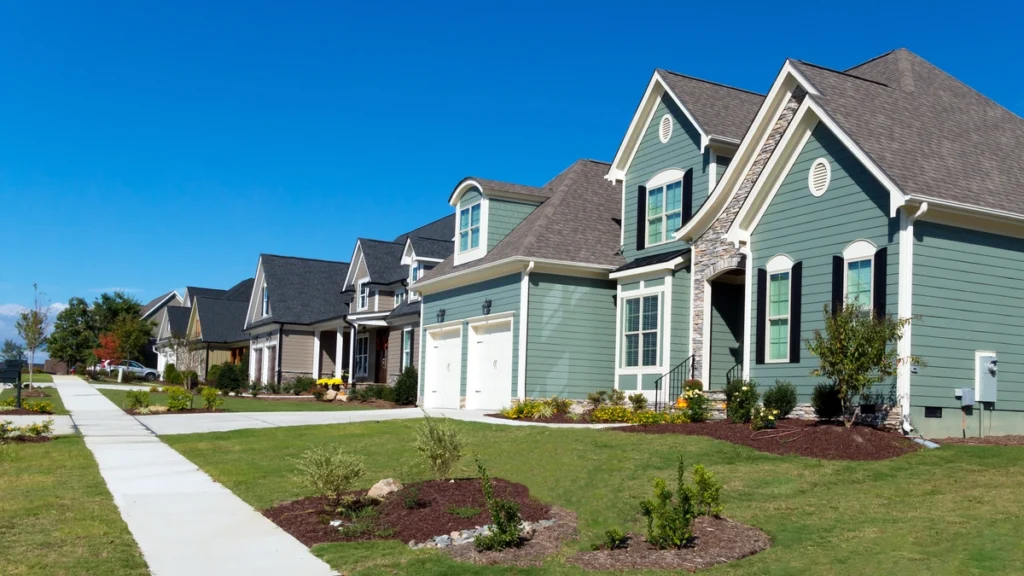 street of residential homes next to each other