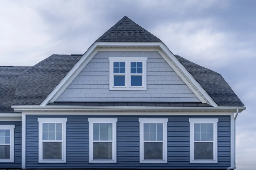 two story home with vinyl siding and shingle roof
