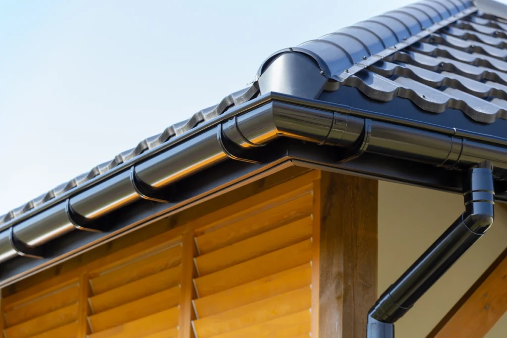 house roof with black gutter system
