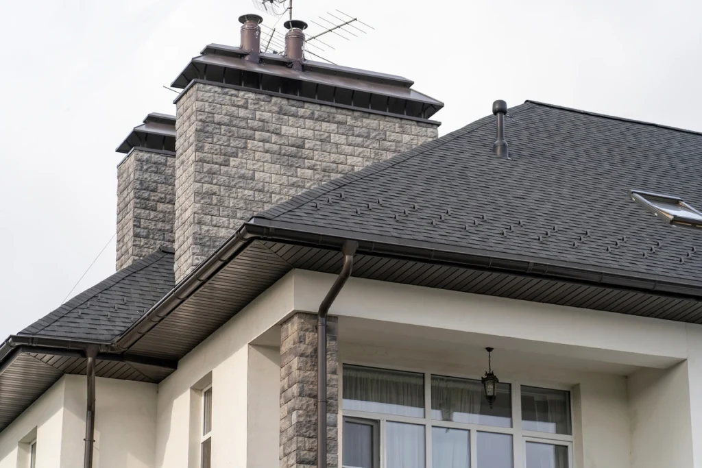 new installed gutter system of the house