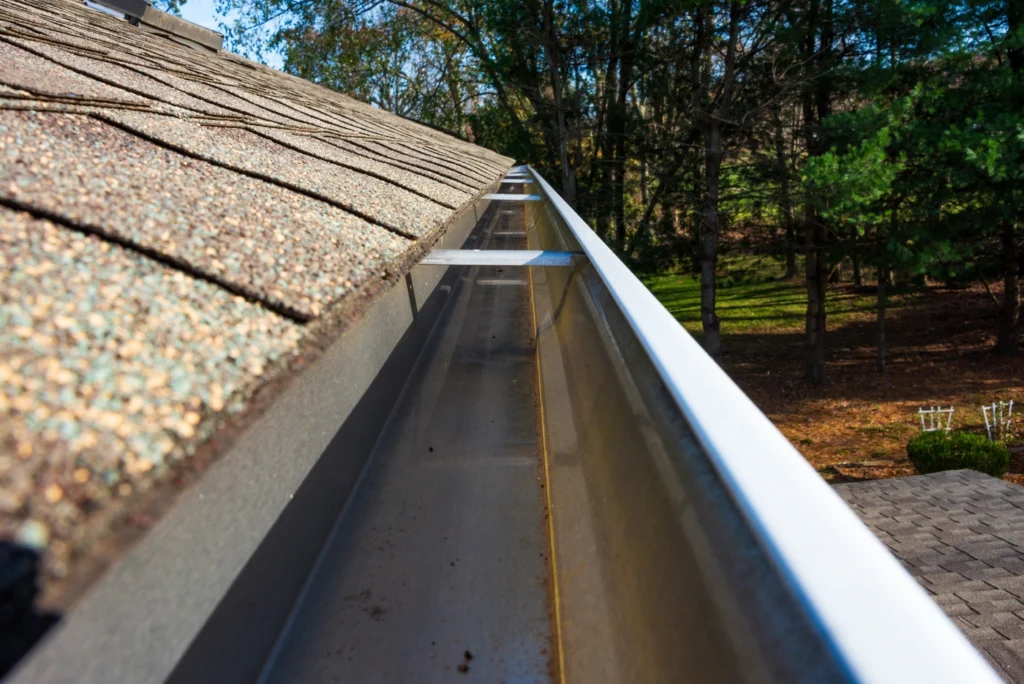 close up of box gutters installed on minneapolis home