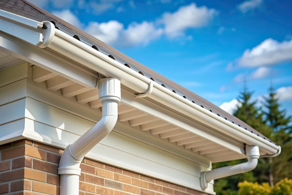 white gutter system of the house