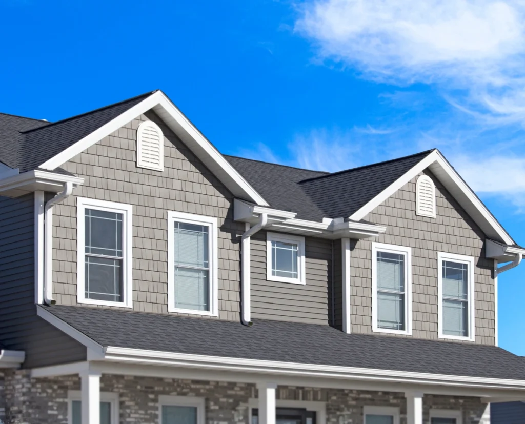 single family house with new gutters