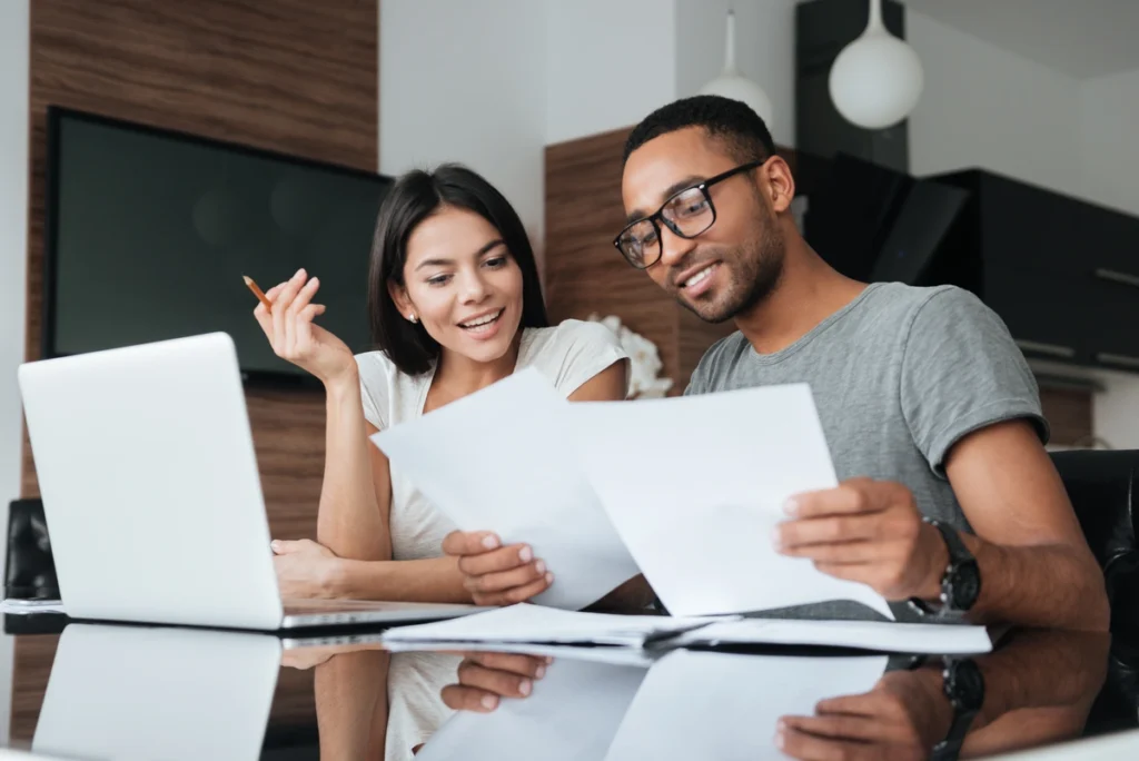 couple reviewing documents