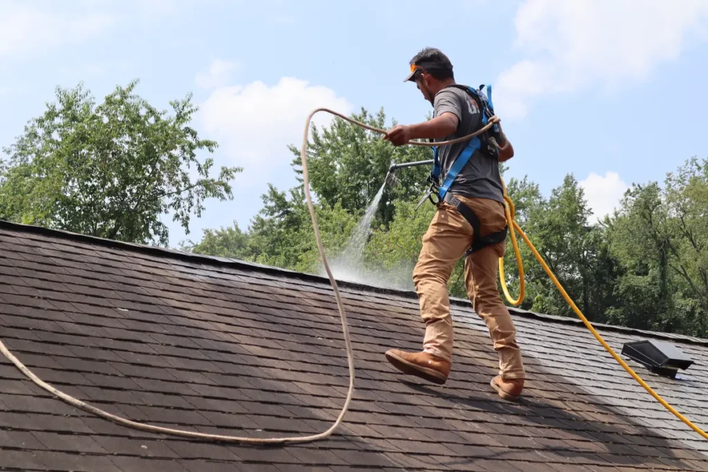 spraying cleaner