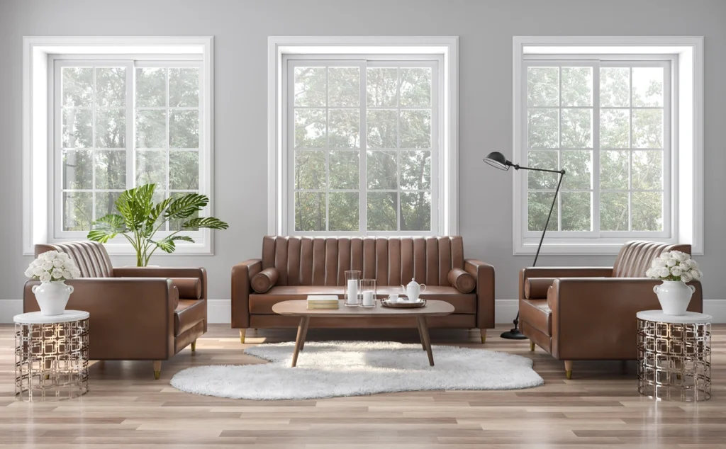 three windows in home