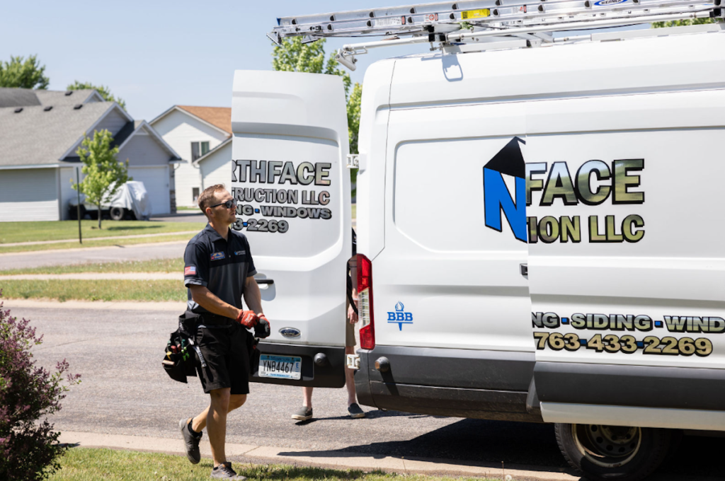 Northface employee outside of van