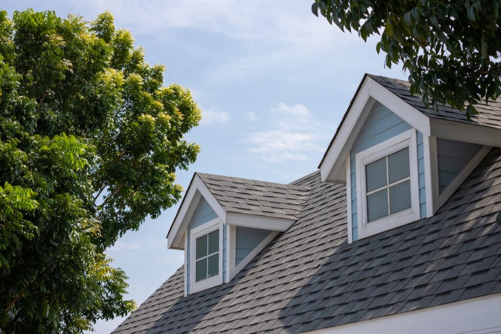 Roof shingles on garret house