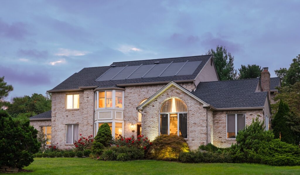 Solar shingles on midwestern house