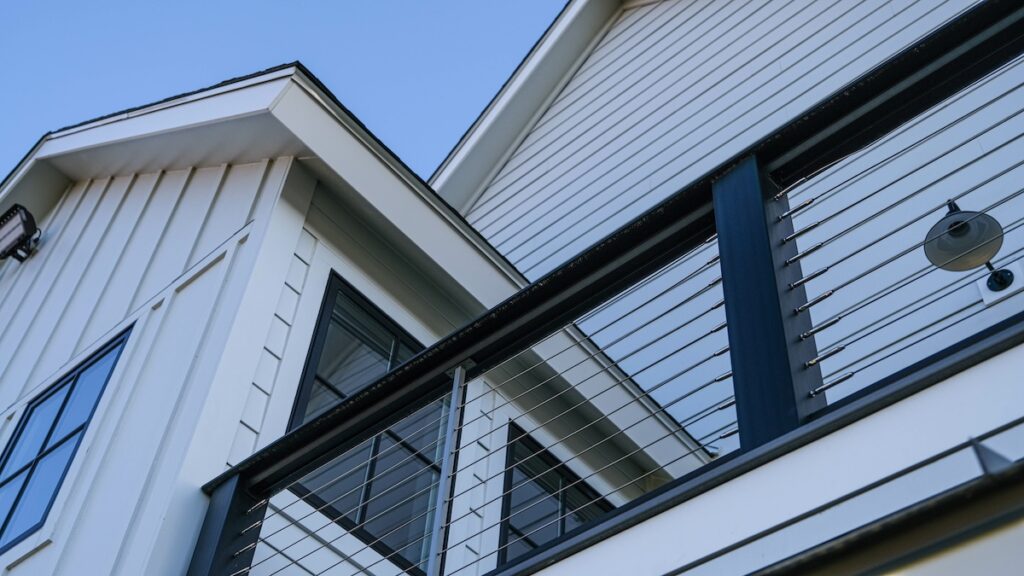 White farmhouse with black detailing