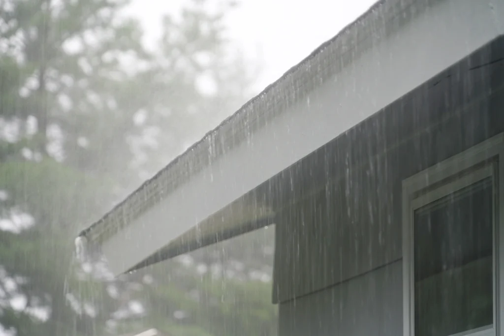 roof eaves on home in lino lakes during storm