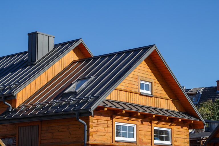 Wooden house with metal roof