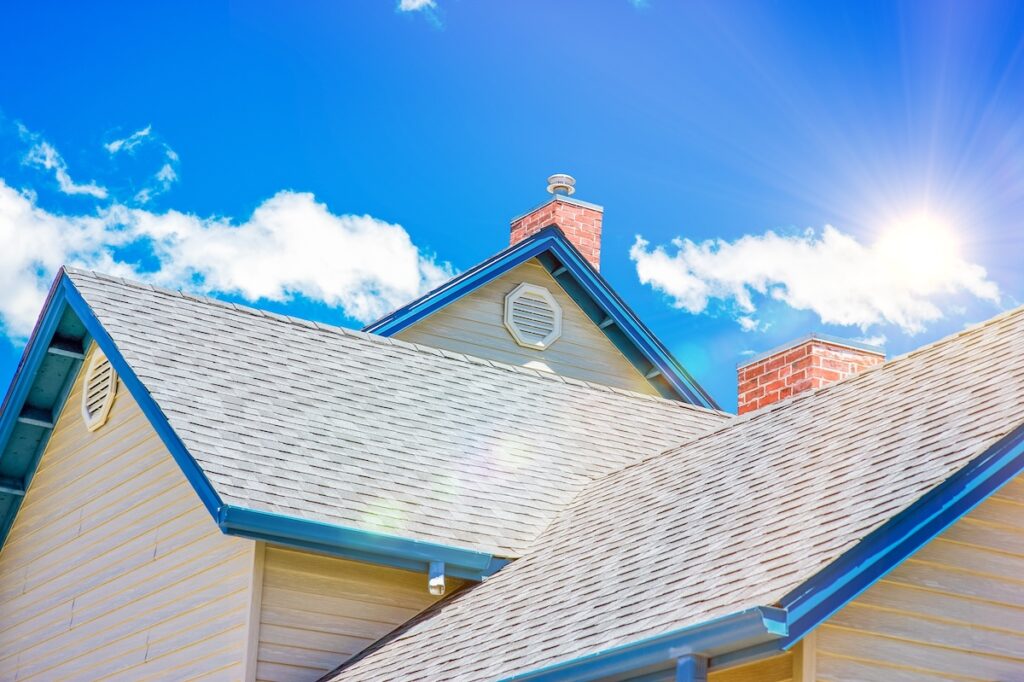 sun shining on roof